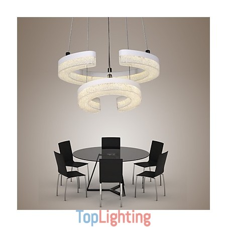 Crystal Pendant Light The Letter "C" Shape Modern Lamp Two Rings Crystal Pendant Light The Letter "C" Shape Modern Lamp Two Rings