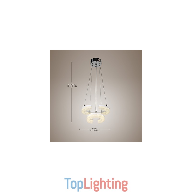Crystal Pendant Light The Letter "C" Shape Modern Lamp Two Rings