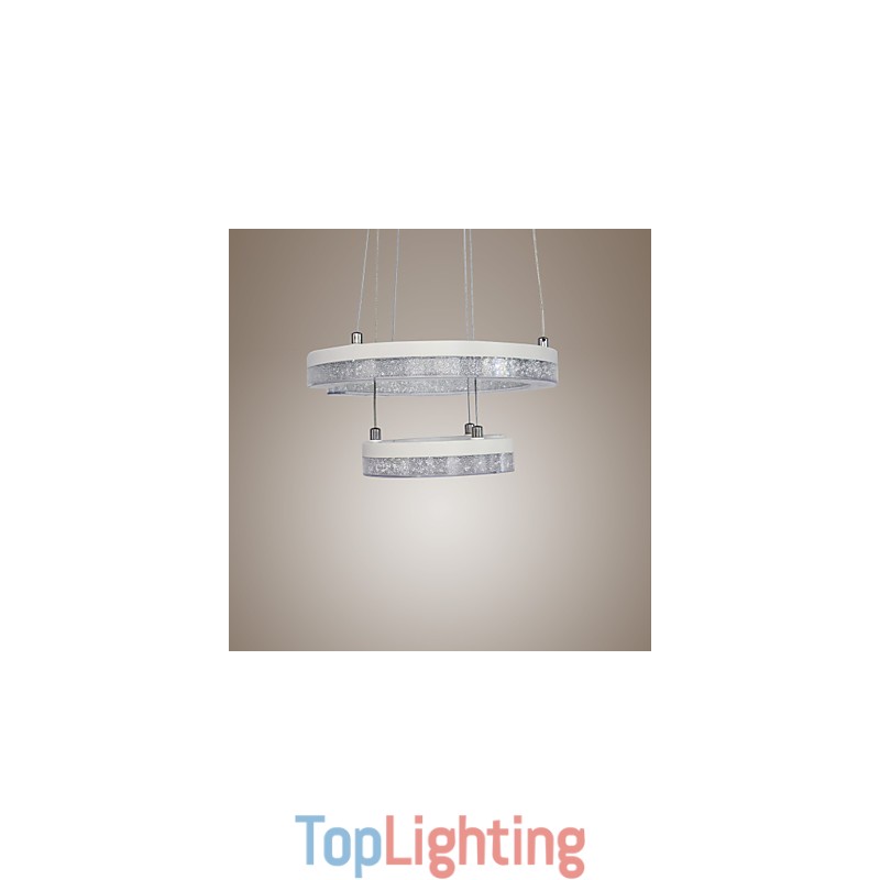 Crystal Pendant Light The Letter "C" Shape Modern Lamp Two Rings