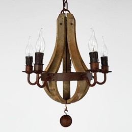 Vintage Mini Style Painting Wood Bamboo Chandelier
