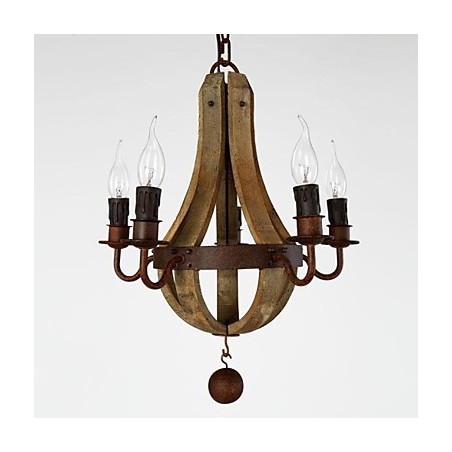 Vintage Mini Style Painting Wood Bamboo Chandelier