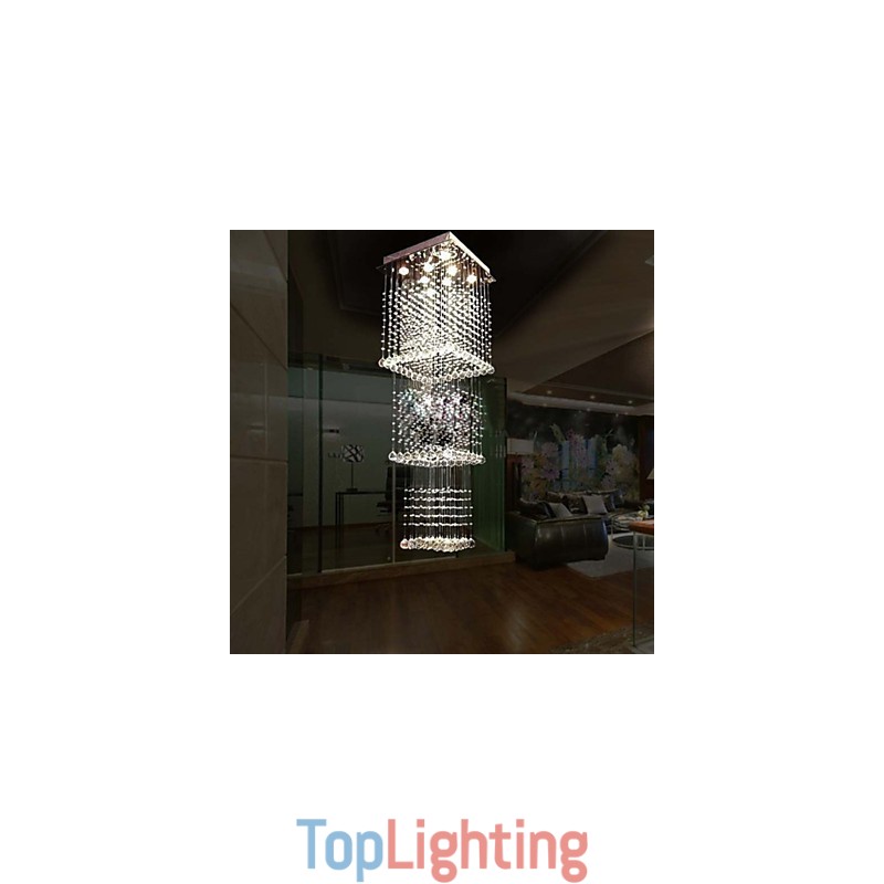 Ceiling Crystal Pendant Lamps Lighting 8 Lights Modern Luxurious Silver Canpoy K9 Clear Crystal Fixtures