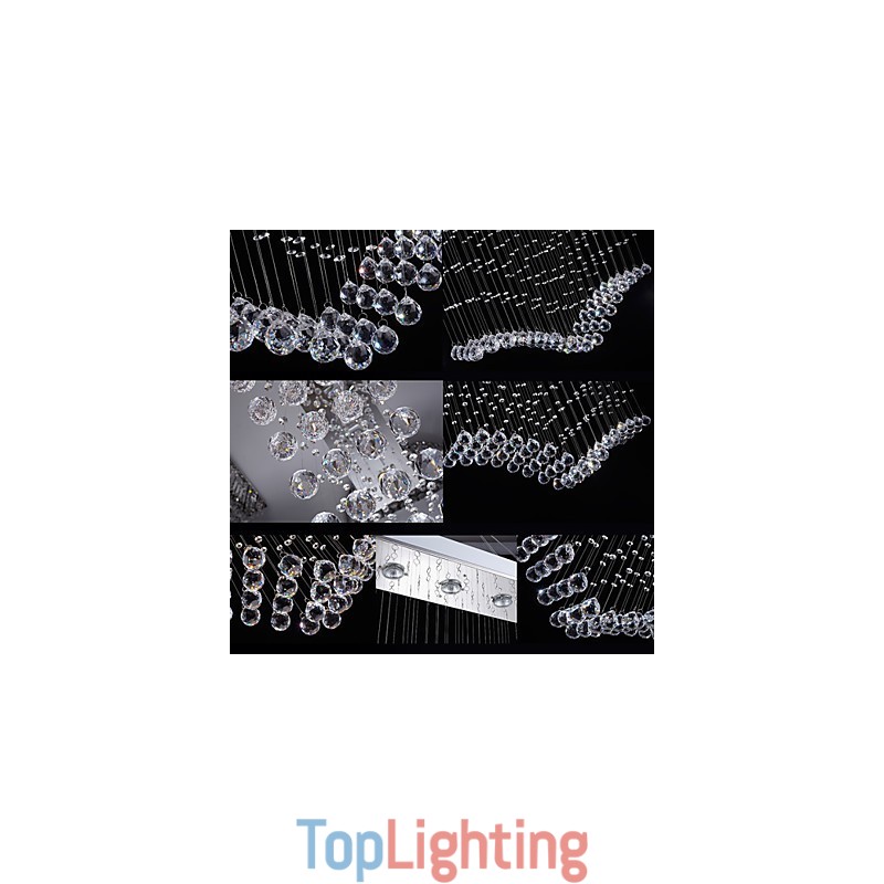 Ceiling Crystal Pendant Lamps Lighting 8 Lights Modern Luxurious Silver Canpoy K9 Clear Crystal Fixtures