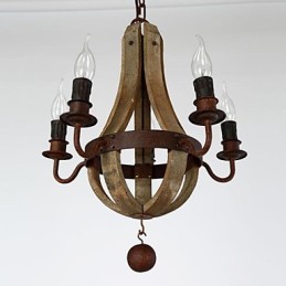 Vintage Mini Style Painting Wood Bamboo Chandelier