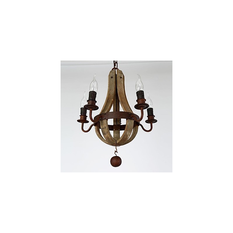 Vintage Mini Style Painting Wood Bamboo Chandelier
