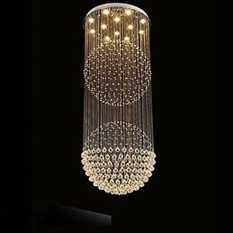 Pendant Light Modern Crystal Chandelier 12 Lights Silver Canpoy Clear Crystal Globe Ceiling Lamps Fixtures