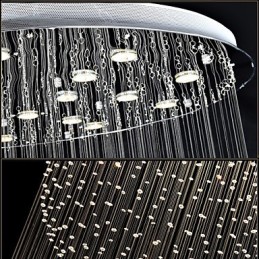 Pendant Light Modern Crystal Chandelier 12 Lights Silver Canpoy Clear Crystal Globe Ceiling Lamps Fixtures