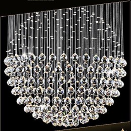 Pendant Light Modern Crystal Chandelier 12 Lights Silver Canpoy Clear Crystal Globe Ceiling Lamps Fixtures