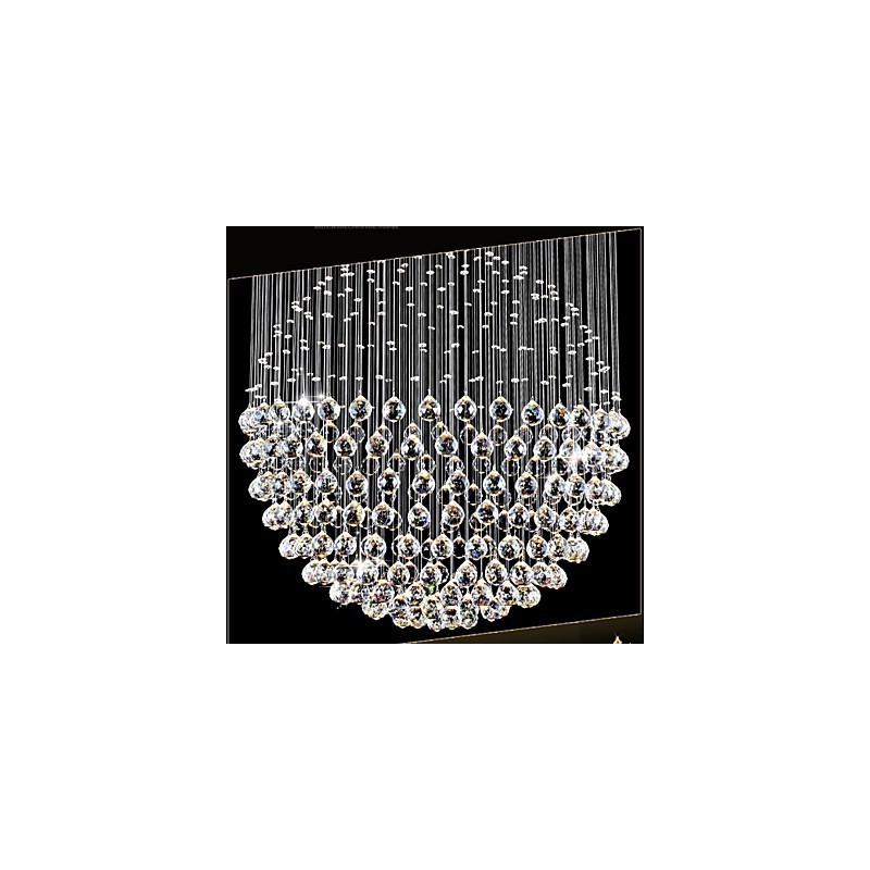 Pendant Light Modern Crystal Chandelier 12 Lights Silver Canpoy Clear Crystal Globe Ceiling Lamps Fixtures