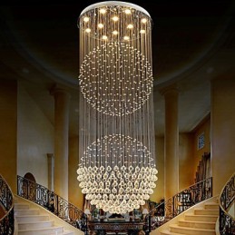 Pendant Light Modern Crystal Chandelier 12 Lights Silver Canpoy Clear Crystal Globe Ceiling Lamps Fixtures