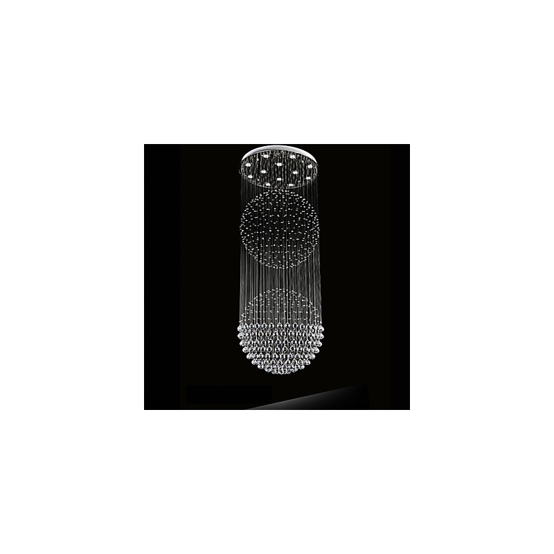 Pendant Light Modern Crystal Chandelier 12 Lights Silver Canpoy Clear Crystal Globe Ceiling Lamps Fixtures