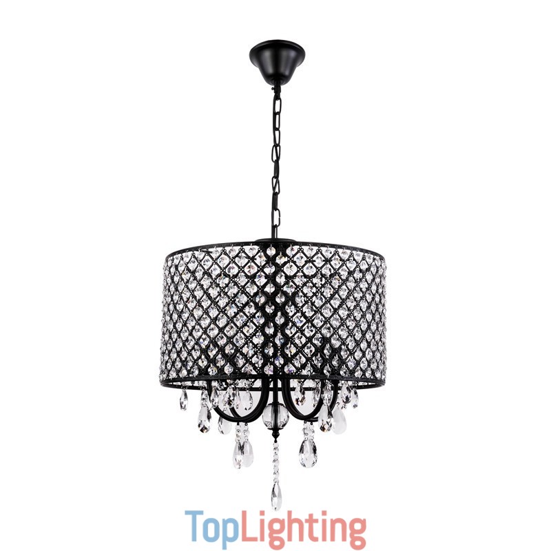 Modern Contemporary Drum Crystal Chrome Chandelier