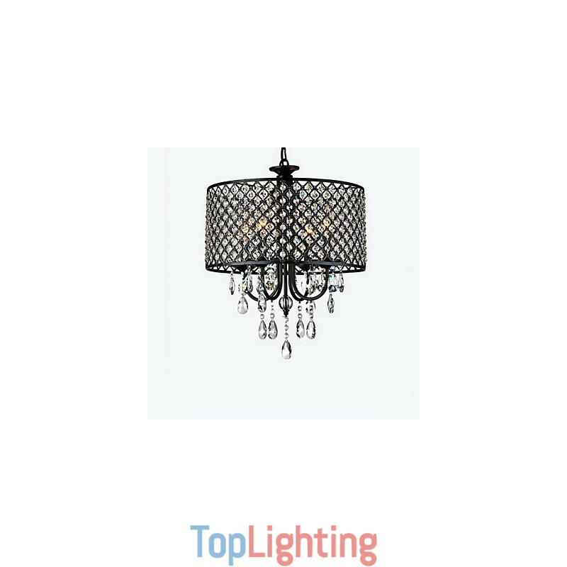 Modern Contemporary Drum Crystal Chrome Chandelier