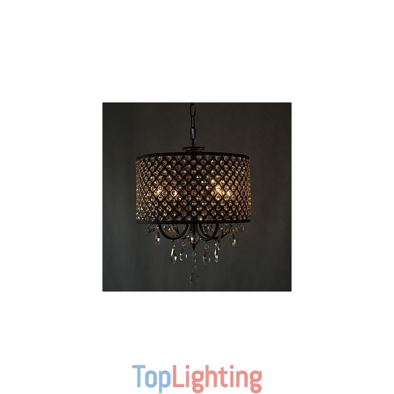 Modern Contemporary Drum Crystal Chrome Chandelier