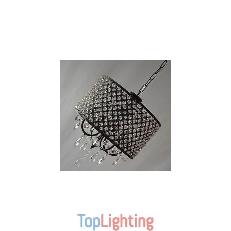 Modern Contemporary Drum Crystal Chrome Chandelier