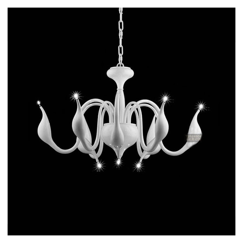 9 Light White Modern Contemporary Electroplated Metal Chandelier