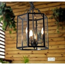 Traditional Classic Vintage Retro Lantern Country Mini Style Painting Metal Pendant Light Dining