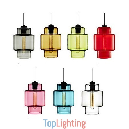 Single Head Art Glass Chandelier Pendant Light with Glass Shade (Grey Yellow Green Red Pink Blue White) Single Head Art Glass Chandelier Pendant Light with Glass Shade (Grey Yellow Green Red Pink Blue White)