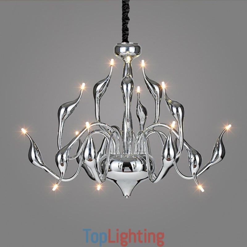 15 Light Silver Modern Contemporary Chrome Electroplated Metal Chandelier