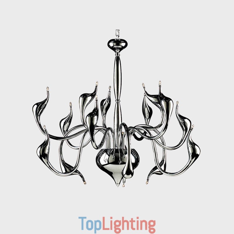 15 Light Silver Modern Contemporary Chrome Electroplated Metal Chandelier