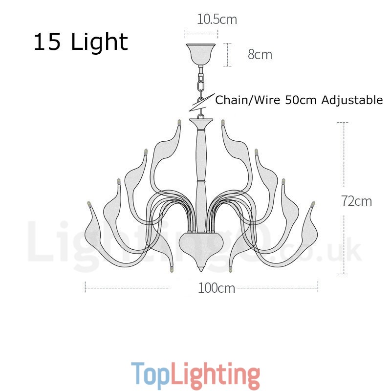 15 Light Silver Modern Contemporary Chrome Electroplated Metal Chandelier