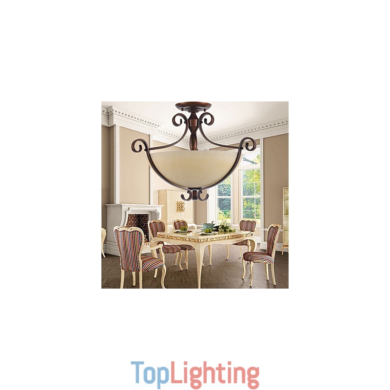 Rustic Lodge Vintage Mini Style Painting Metal Pendant Light