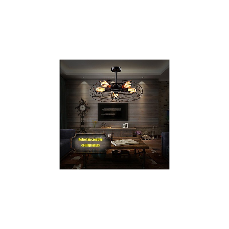 Industrial Vintage Metal Fan Pendant Lamp Steampunk Ceiling Chandelier Light