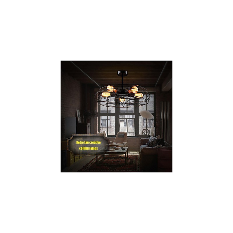 Industrial Vintage Metal Fan Pendant Lamp Steampunk Ceiling Chandelier Light
