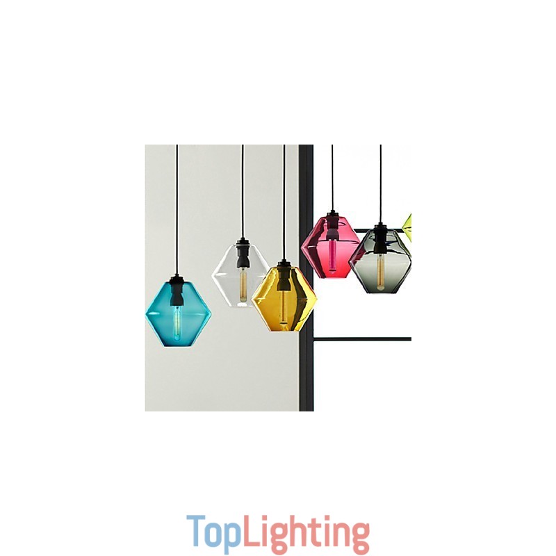 Candy Color Single Head Art Glass Chandelier Pendant Light with Glass Shade (Grey Yellow Green Red Pink Blue White)