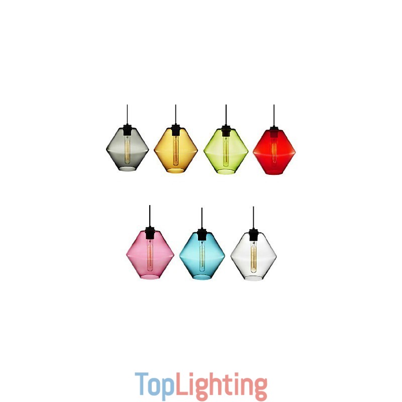 Candy Color Single Head Art Glass Chandelier Pendant Light with Glass Shade (Grey Yellow Green Red Pink Blue White)
