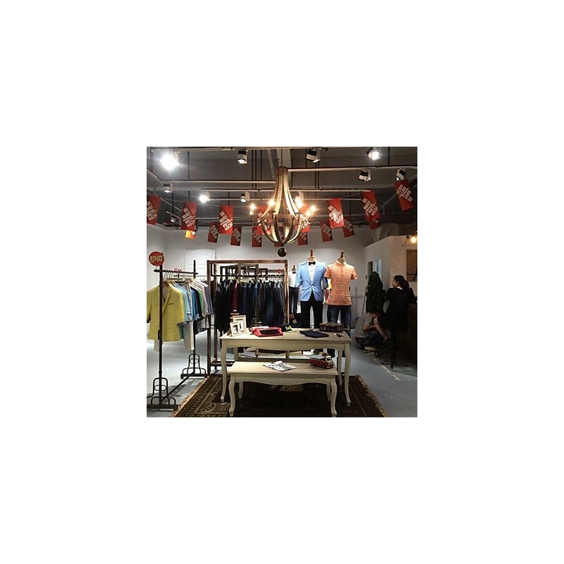 Vintage Mini Style Painting Wood Bamboo Chandelier