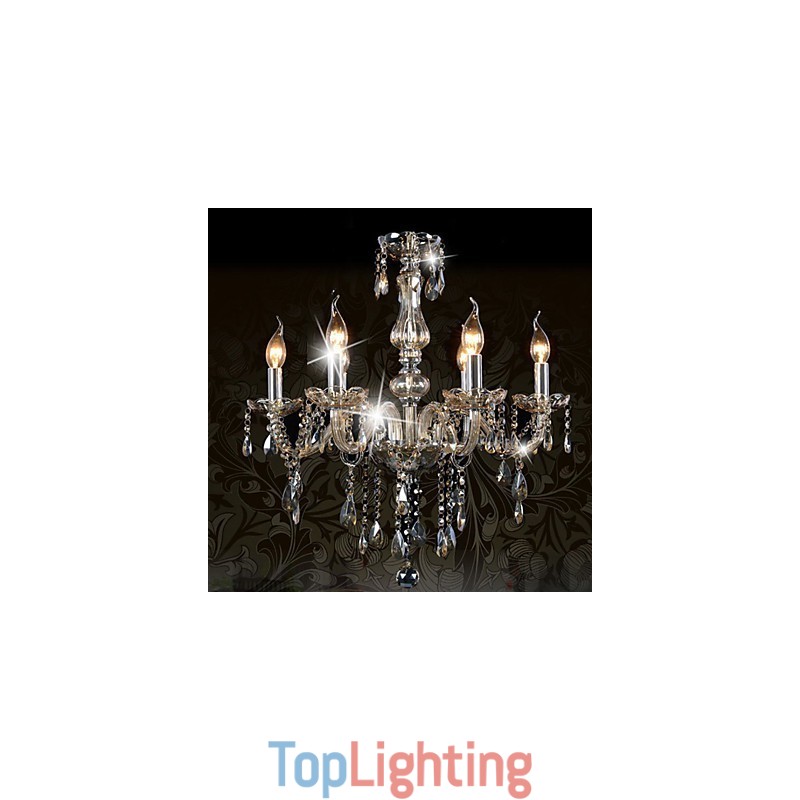 6 Lights Luxury Crystal Chandelier Cognac Color K9 Crystal Chandelier