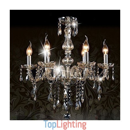6 Lights Luxury Crystal Chandelier Cognac Color K9 Crystal Chandelier