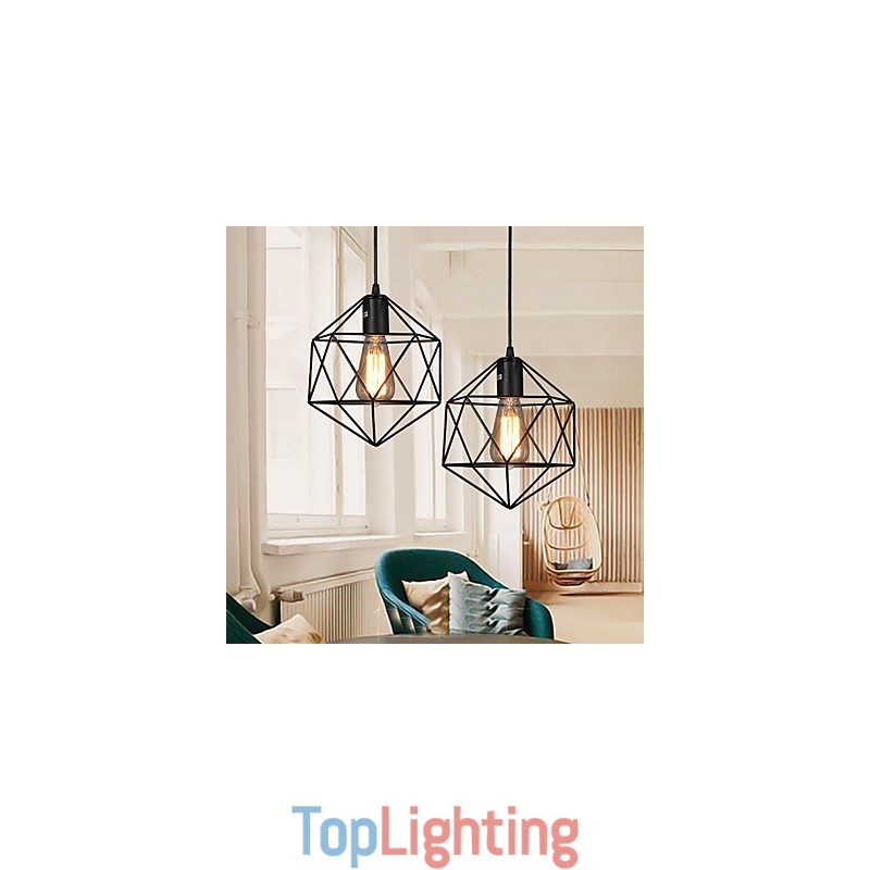 Geometrical Line Diamond Wrought Iron Chandelier Pendant Light Modern Contemporary