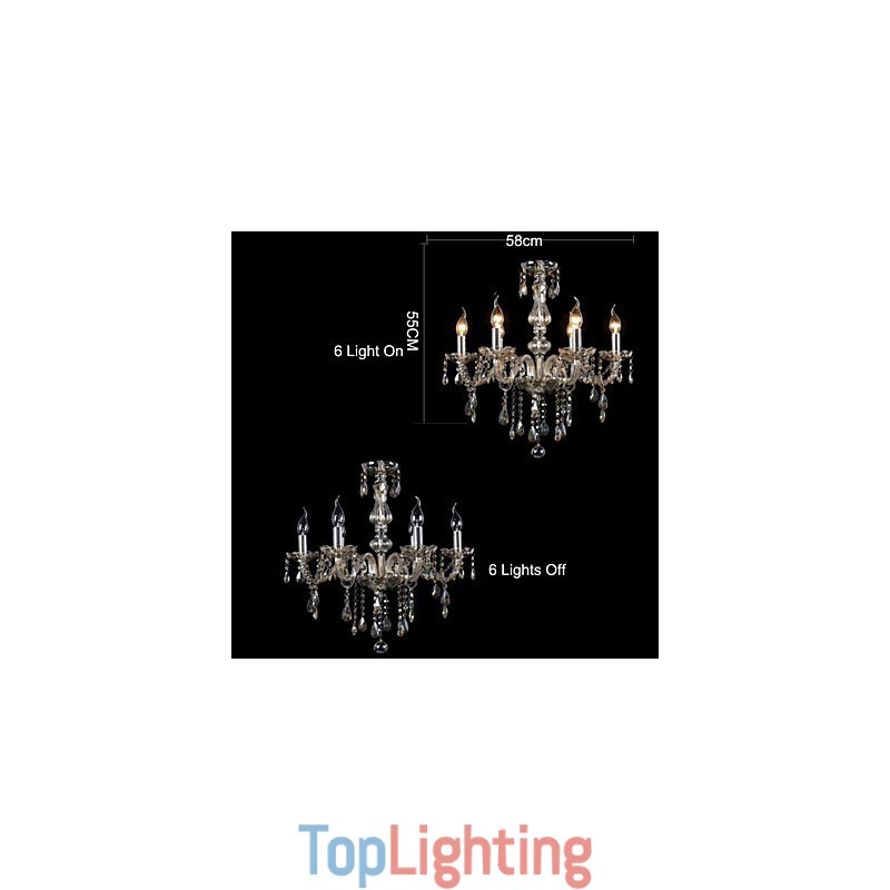 6 Lights Luxury Crystal Chandelier Cognac Color K9 Crystal Chandelier