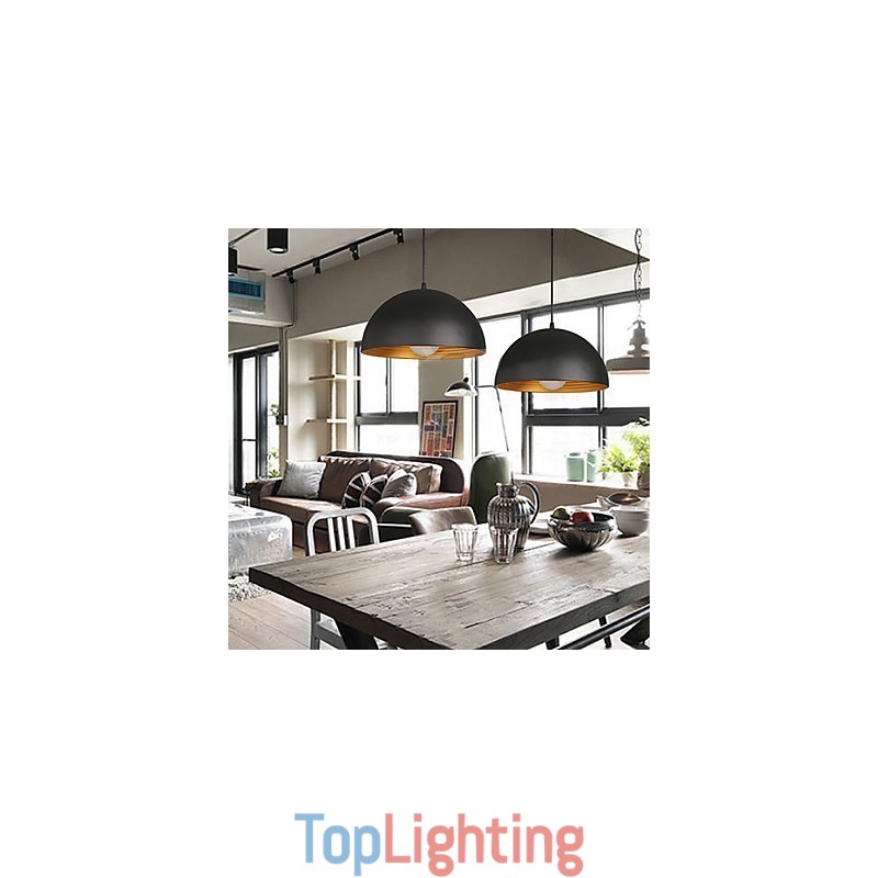 Creative Lamp Round Chimney Droplight Wrought Iron Character Meals Chandelier Black And White