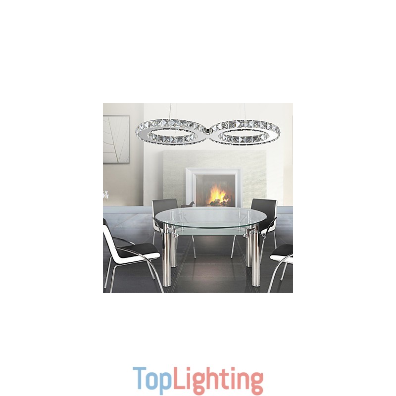 Modern Contemporary Crystal Chrome Metal Pendant Light