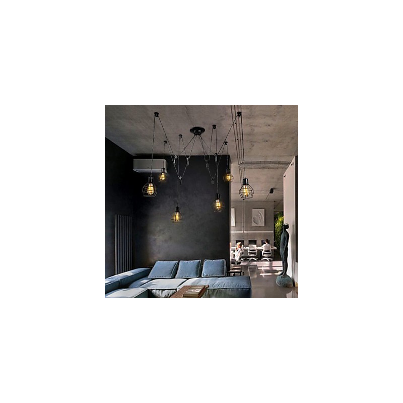 6 Lights Country Designers Metal Pendant Light