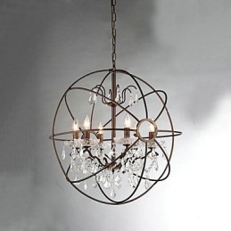 Vintage Crystal Painting Metal Chandelier