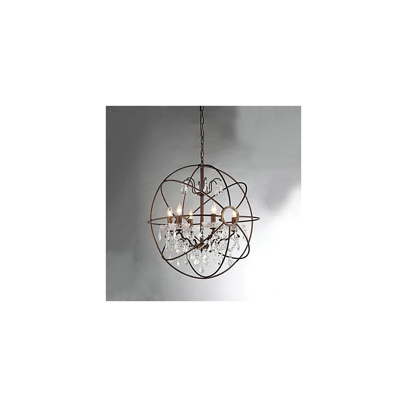 Vintage Crystal Painting Metal Chandelier