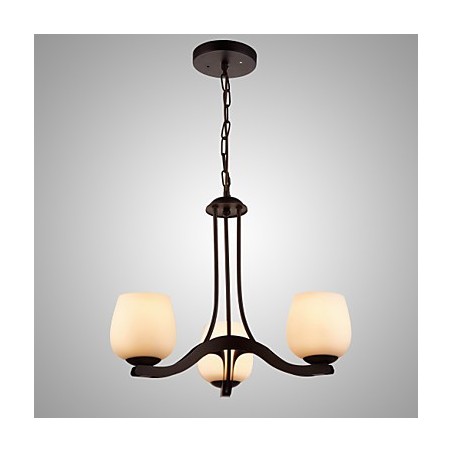 Iron Painting Chandelier with Glass Shade Classic Lighting Lamp 3 Heads Iron Painting Chandelier with Glass Shade Classic Lighting Lamp 3 Heads