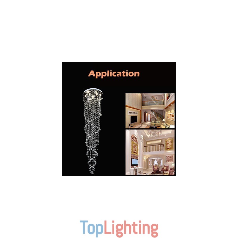 Ceiling Chandelier Light Pendant Light Lamp Lighting Fixtures with K9 Crystal Double Spiral