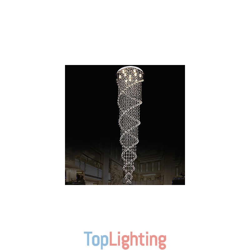 Ceiling Chandelier Light Pendant Light Lamp Lighting Fixtures with K9 Crystal Double Spiral