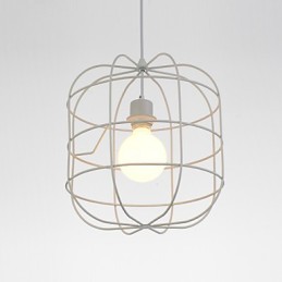 Mini Artistic Birdcage Pendant Lamp 1 Light Mordern Simplicity Finish Black White Metal Carbon Steel Droplight