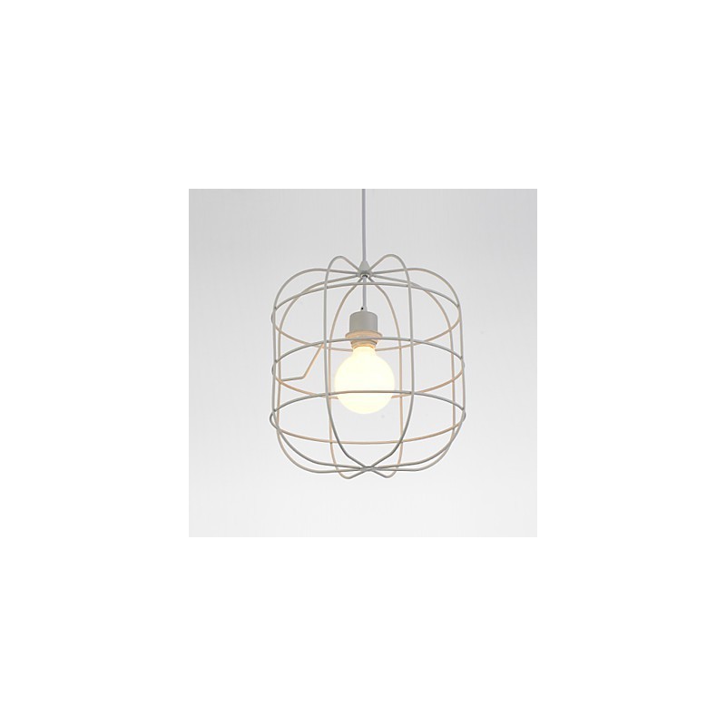 Mini Artistic Birdcage Pendant Lamp 1 Light Mordern Simplicity Finish Black White Metal Carbon Steel Droplight