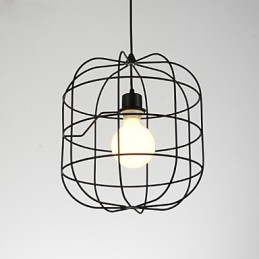 Mini Artistic Birdcage Pendant Lamp 1 Light Mordern Simplicity Finish Black White Metal Carbon Steel Droplight