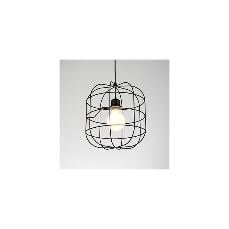 Mini Artistic Birdcage Pendant Lamp 1 Light Mordern Simplicity Finish Black White Metal Carbon Steel Droplight