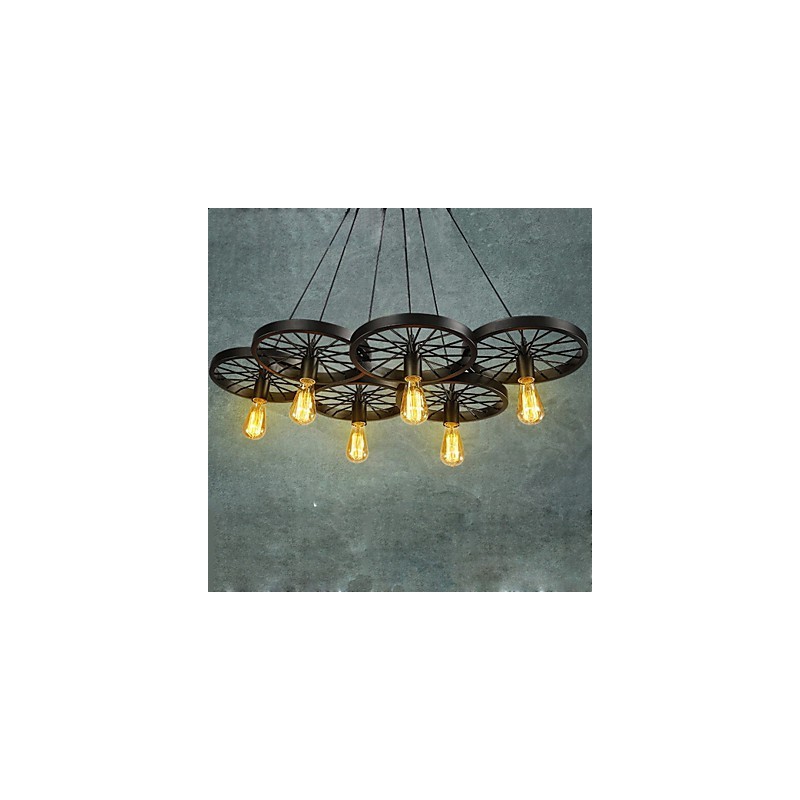 Loft Pendant Light Wheel Chandelier Rustic Vintage Retro Country Dining Metal+Painting