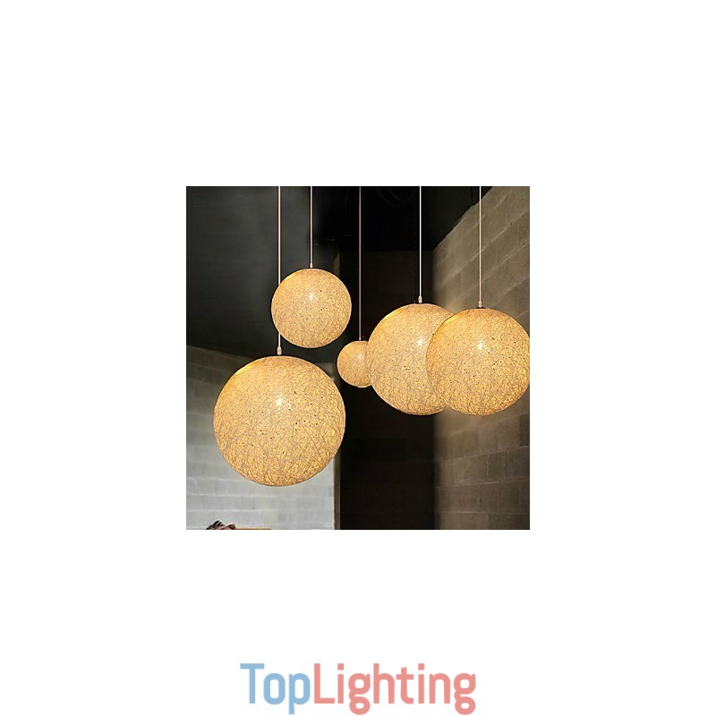 Contemporary And Contracted Spherical Cany Art Lamp Hemp Ball Pendant Lamp Light
