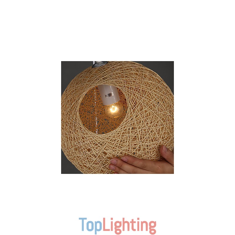 Contemporary And Contracted Spherical Cany Art Lamp Hemp Ball Pendant Lamp Light